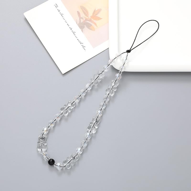 WCCH Beaded Phone Charm Y2K Kawaii Handmade Acrylic Phone Lanyard Wrist Strap for Camera Bag Airpods Keychain Charm Transparent Small Bear - Image 4